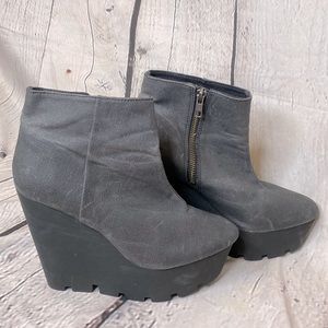 Cheap Monday Black Canvas Wedge Ankle Bootie Size 8